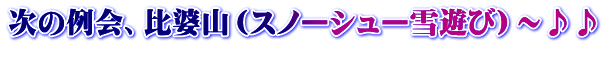 次の例会、比婆山（スノーシュー雪遊び）～♪♪ 